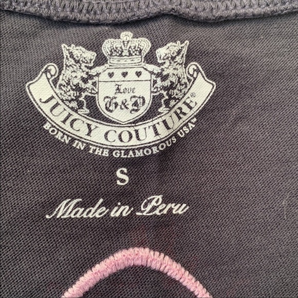 Juicy Couture charcoal grey t-shirt, size S, design chest/back, puffy shoulder - Picture 4 of 10